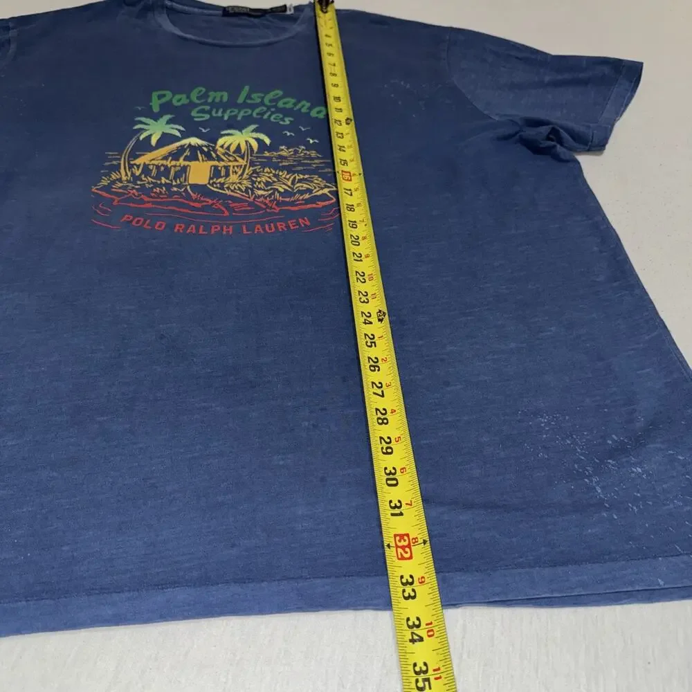Polo Ralph Lauren T-Shirt Adult 3XB Tall Blue Palm Island Supplies Single Stitch